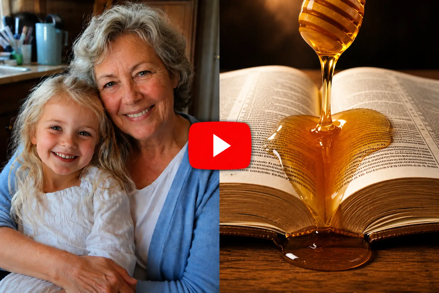 Margaret Whitfield, 67 years old, smiling with her granddaughter Emma in a warm-lit kitchen — four months after recovering her sight from macular degeneration